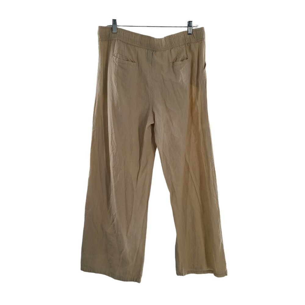 Lagaci Wide Leg Pants Womens XL Khaki Beige High Rise Lightweight Summer